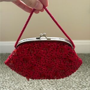 Elegant Red Beaded Clutch